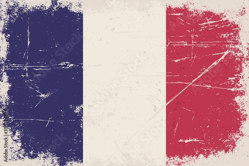 Vintage flag of France. French Republic
