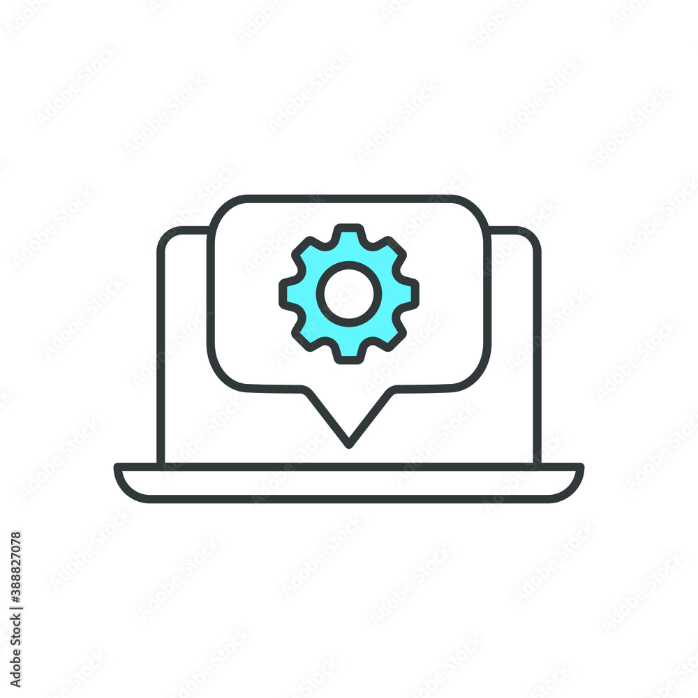 Laptop And Gear, Cogwheel Icon, Development, Settings Vector Laptop And Gear, Cogwheel Icon, Development, Settings Vector