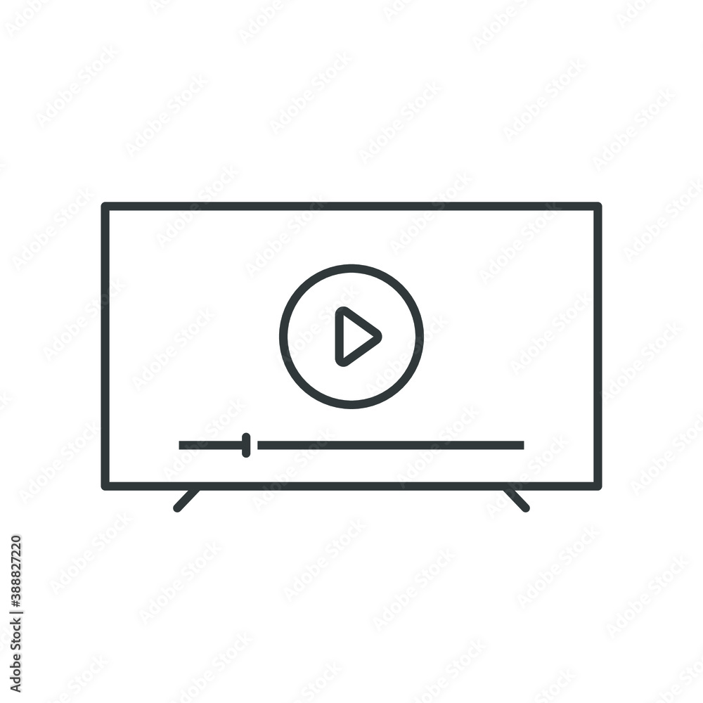 Play Video, Player On Tv Screen Vector Icon Play Video, Player On Tv Screen Vector Icon