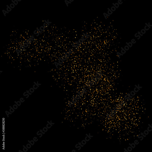 The texture of golden sand on a black background. Vector illustration
