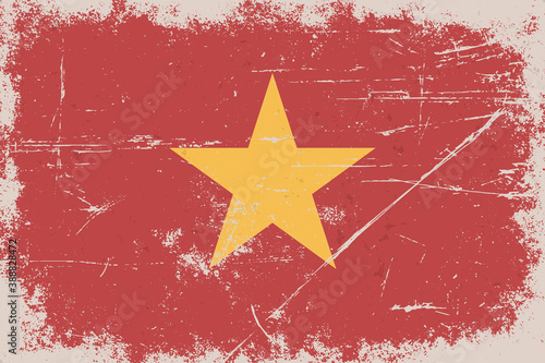 Vintage flag of Socialist Republic of Vietnam