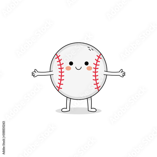Cute baseball ball cartoon character