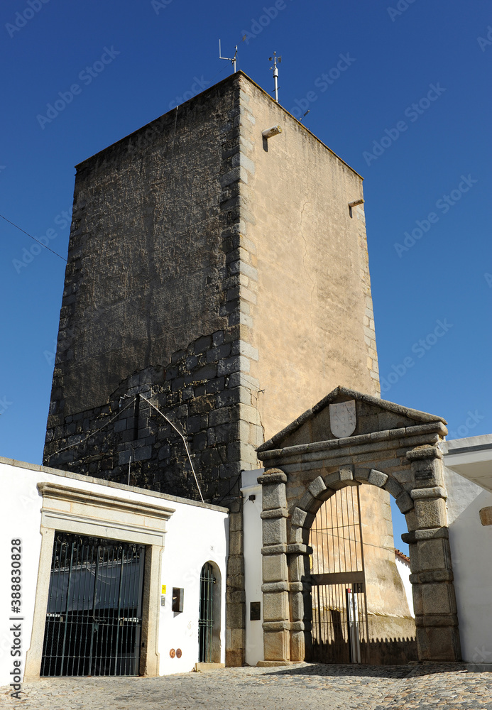 Évora, World Heritage City by Unesco, Portugal: Entrance to the Pateo de Sao Miguel in the Palace of the Counts of Basto. 