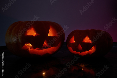  Halloween pumpkins. Glowing eyes