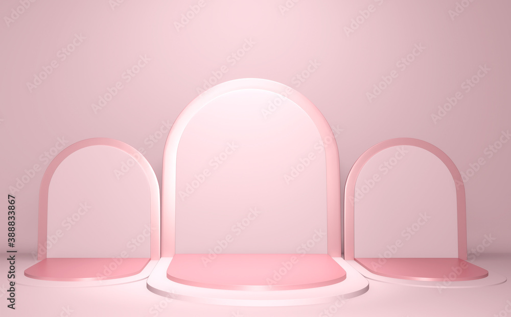 Pink podium show in pink color background japanese style.3D rendering