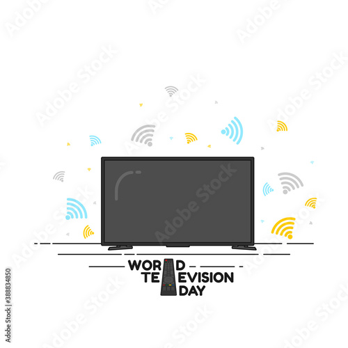 World Television Day design with Flat LED television and tv remote vector illustration. Good template for television or technology design.