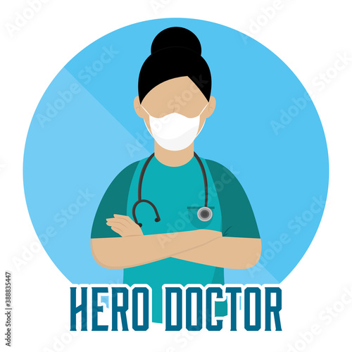 Isolated surgeon doctor heroe white mask - Vector