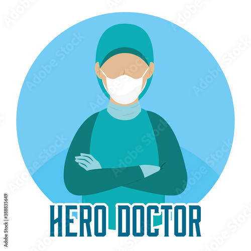 Isolated Medical doctor icu heroe white mask - Vector