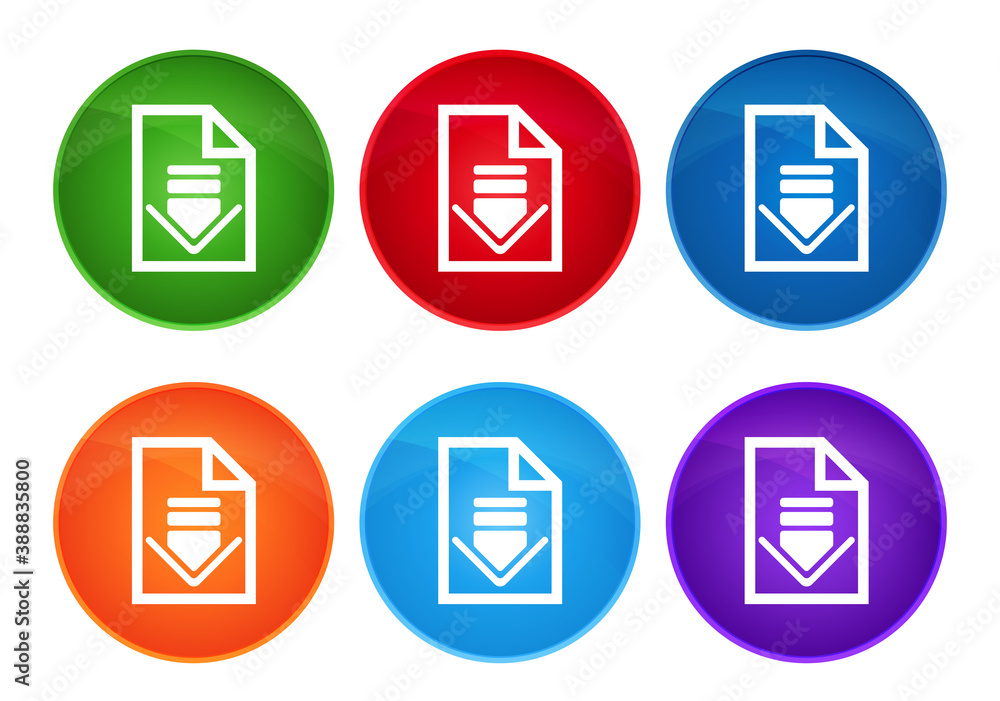 Download document icon super round button set glass design Download document icon super round button set glass design