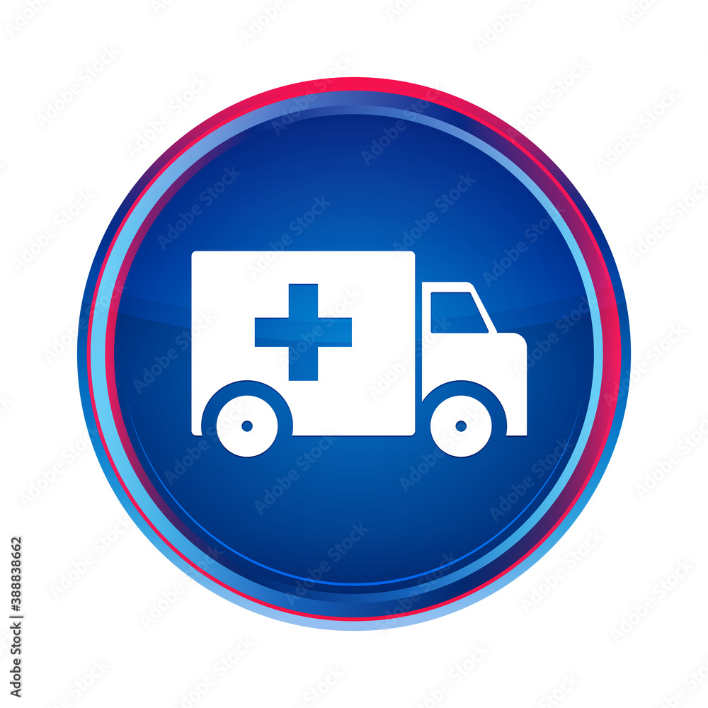 Ambulance icon silky blue round button aqua design illustration Ambulance icon silky blue round button aqua design illustration