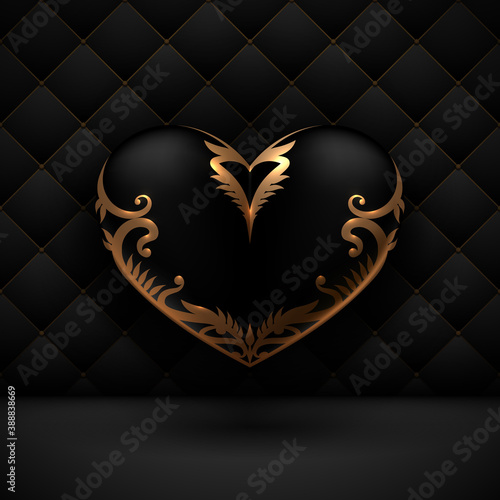 Black heart with gold frame