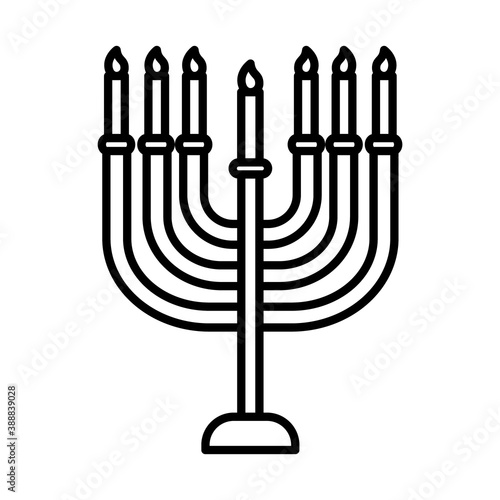 jewish menorah icon, line style