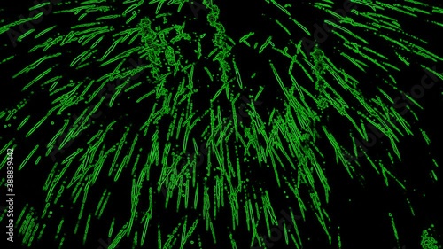 Abstract Background Green Fireworks on Black