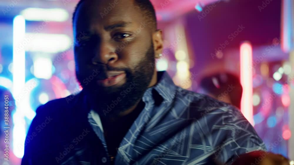 African american man having fun at party. Active male person dancing in club African american man having fun at party. Active male person dancing in club