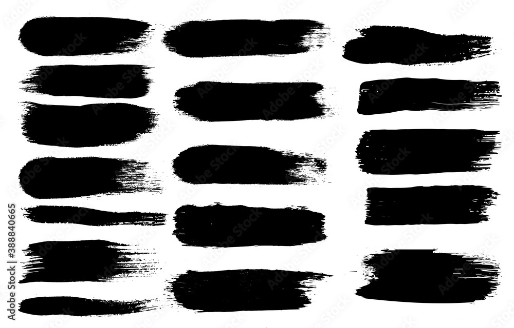 Fototapeta premium Vector black paint, ink brush stroke, brush, line or texture. Dirty artistic design element, frame or background for text.