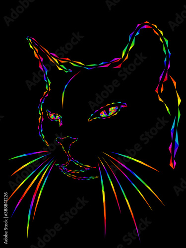 Mosaic of a serious cat's head