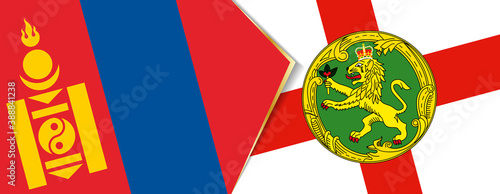 Mongolia and Alderney flags, two vector flags. photo