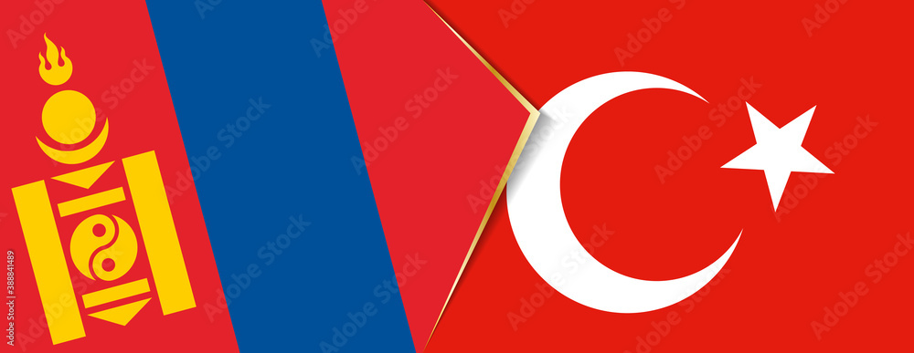 Mongolia and Turkey flags, two vector flags. Mongolia and Turkey flags, two vector flags.
