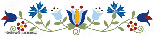 Kashubian flower design folk art pattern floral Polish Poland colorful  border
