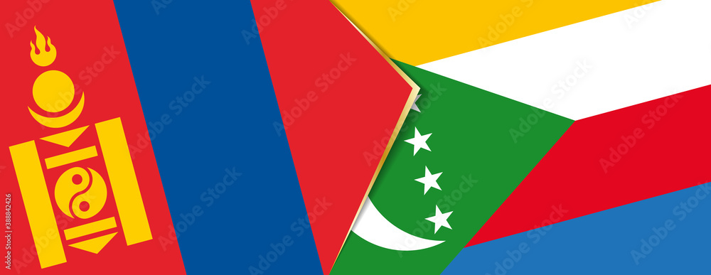 Mongolia and Comoros flags, two vector flags. Mongolia and Comoros flags, two vector flags.