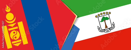 Mongolia and Equatorial Guinea flags, two vector flags. photo