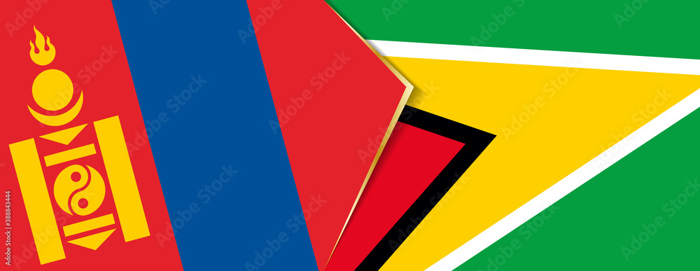 Mongolia and Guyana flags, two vector flags. Mongolia and Guyana flags, two vector flags.