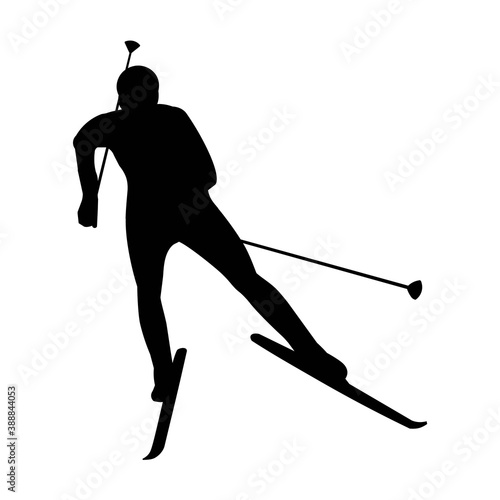 Silhouette of a man goes ski