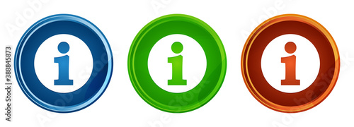 Info icon stylish round button set glass design