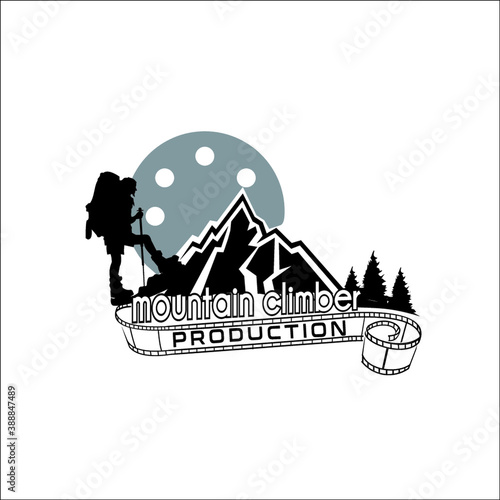 mountain climber movie production logo exclusive design inspiration