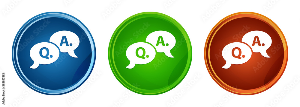 Question answer bubble icon stylish round button set glass design Question answer bubble icon stylish round button set glass design