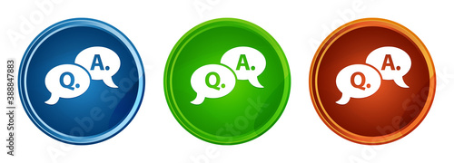 Question answer bubble icon stylish round button set glass design