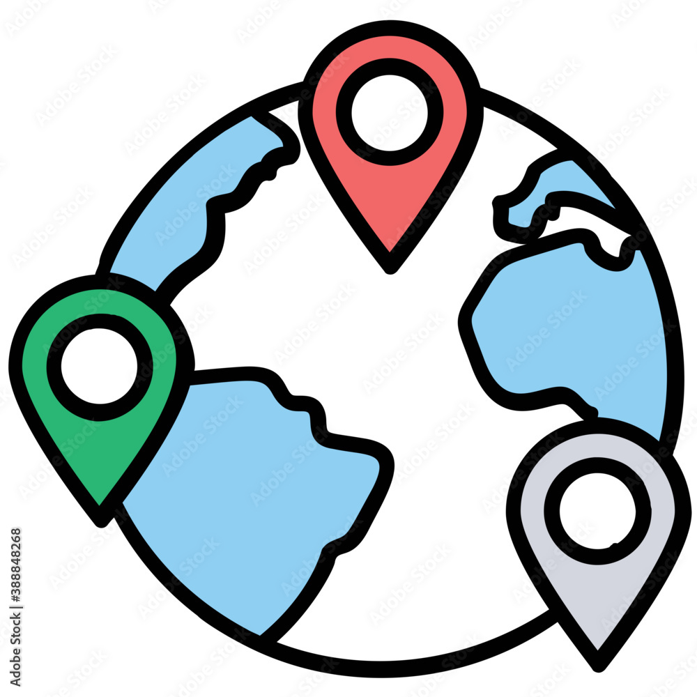 A location pin over world map, global positioning system flat icon
A location pin over world map, global positioning system flat icon
