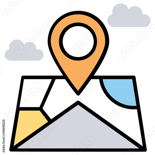 
Map of a city where pinpointer pointing to a specific destination, notion for map location
