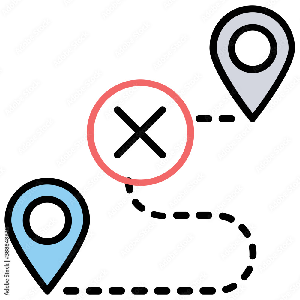 Two map pins on a line path is icon of start and end journey of road route
Two map pins on a line path is icon of start and end journey of road route
