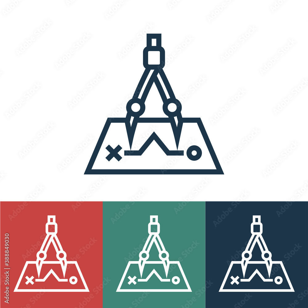 Linear vector icon with map and compass Linear vector icon with map and compass