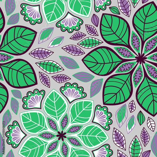 Seamless pattern of flowers and leaves. Isolated floral elements  big size jpeg. Perfect for paper  web  Wallpaper  printing  greeting cards  scrapbooking  etc.