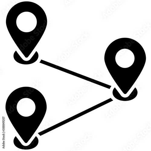 
Map pointers connected through a dotted path line 
