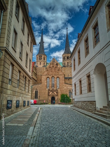 Merseburg, Germany-September 05,2019. View of the historic Merseburg Cathedral and castle taken from the forecourt, Saxony Anhalt Germany
