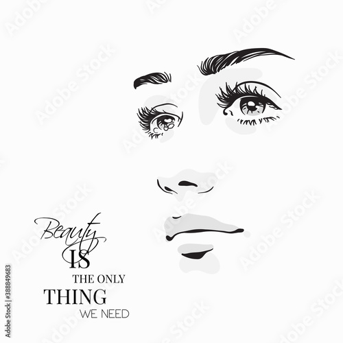 Woman portrait. Female beauty. Girl face. White background