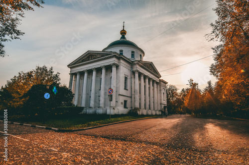 church in autumn
