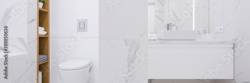 Luxury white bathroom, panorama