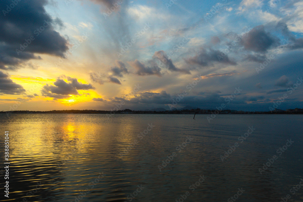 Fototapeta premium sunset over the lake