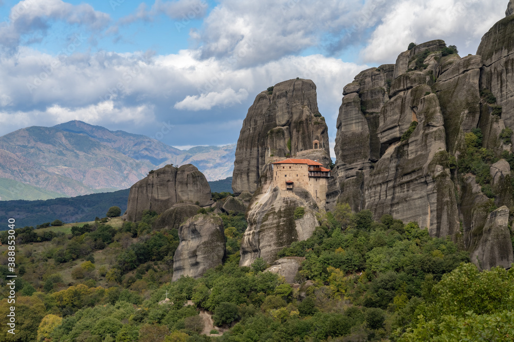 The Meteora a stunning rock formation in central Greece hosting one of the largest and most precipitously built complexes of Eastern Orthodox monasteries, Kalabaka, Plain of Thessaly The Meteora a stunning rock formation in central Greece hosting one of the largest and most precipitously built complexes of Eastern Orthodox monasteries, Kalabaka, Plain of Thessaly