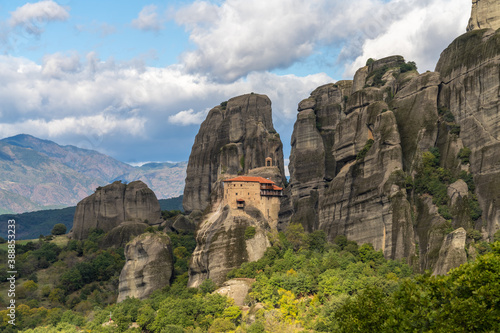 Monastery of Rousanou (St. Barbara) in the stunning Meteora a rock formation in central Greece hosting one of the largest and most precipitously built complexes of Eastern Orthodox monasteries.