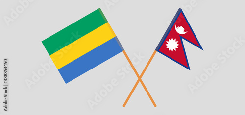 Crossed flags of Gabon and Nepal