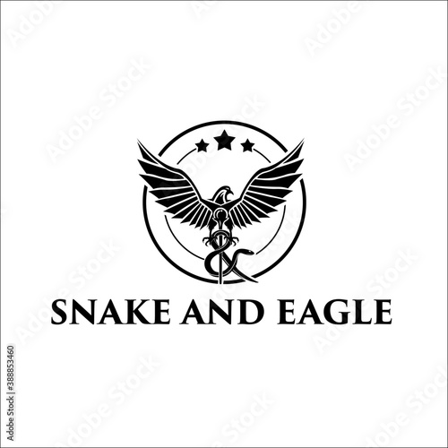 Snake and Eagle Aesculapius logo exclusive design inspiration