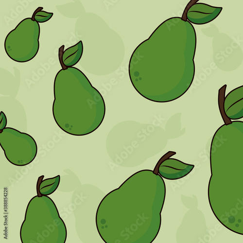 green pattern of pears fruit, colorful design