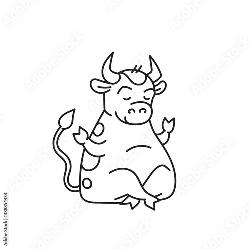White metal yoga bull - chinese new year symbol or logo for kids stickers