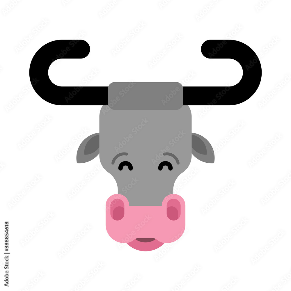 Fototapeta premium Cow head isolated. Farm animal face vector illustration