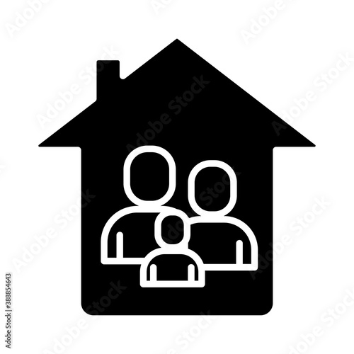 house facade with Stay at home silhouette style